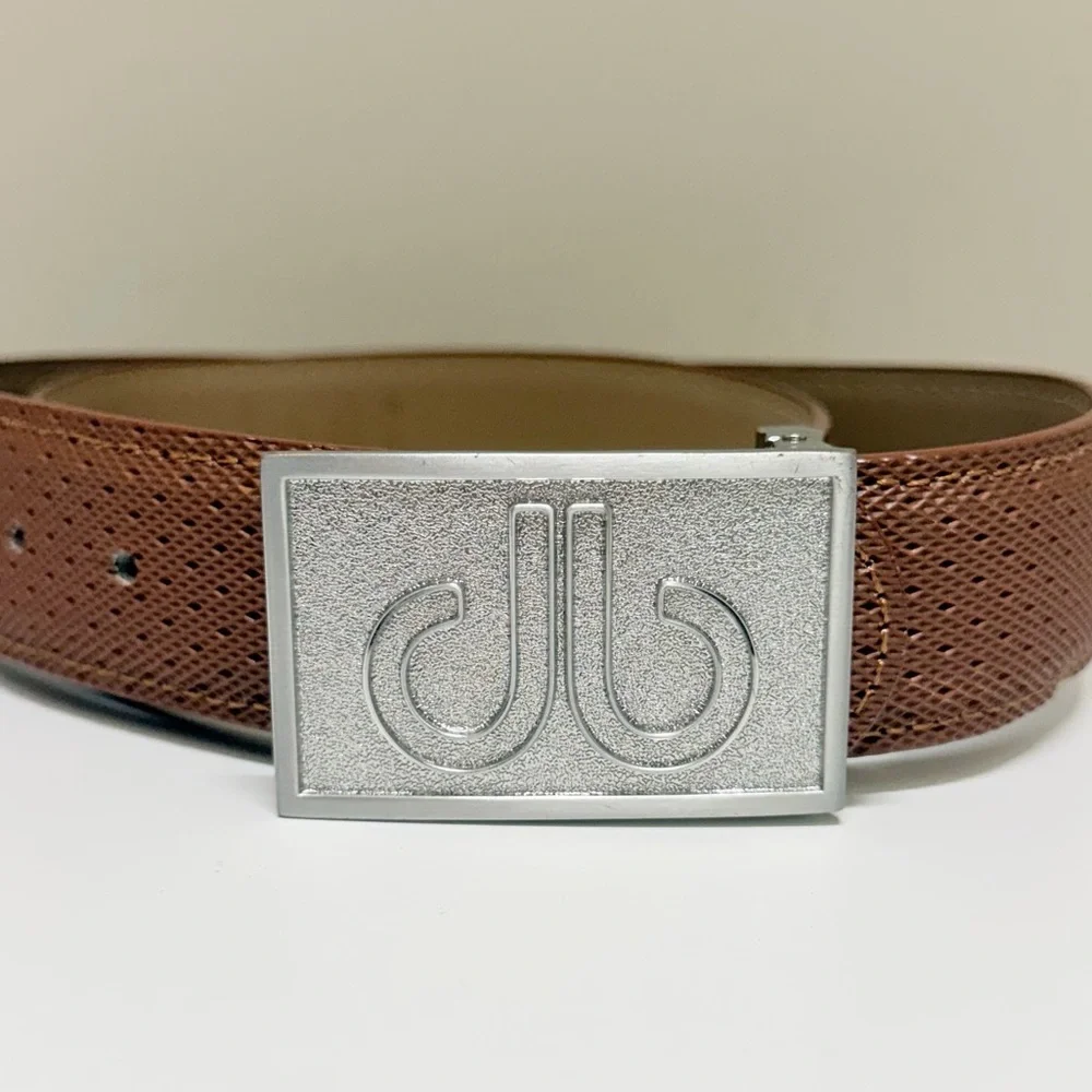 Golf Db Icon Pattern Embossed Leather Belt With Silver Db Classic Thru Buckle
